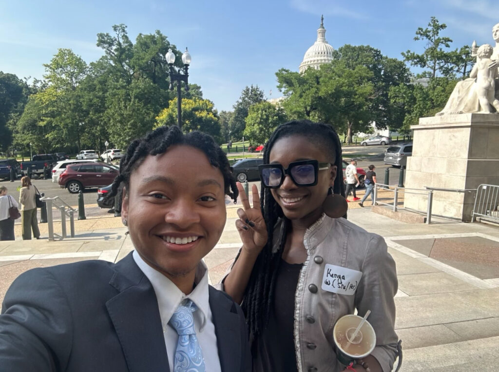 Shay Walker and Kenya Whitaker pose for a selfie together after working on Capital Hill. (Source: The National LGBTQ Task Force)